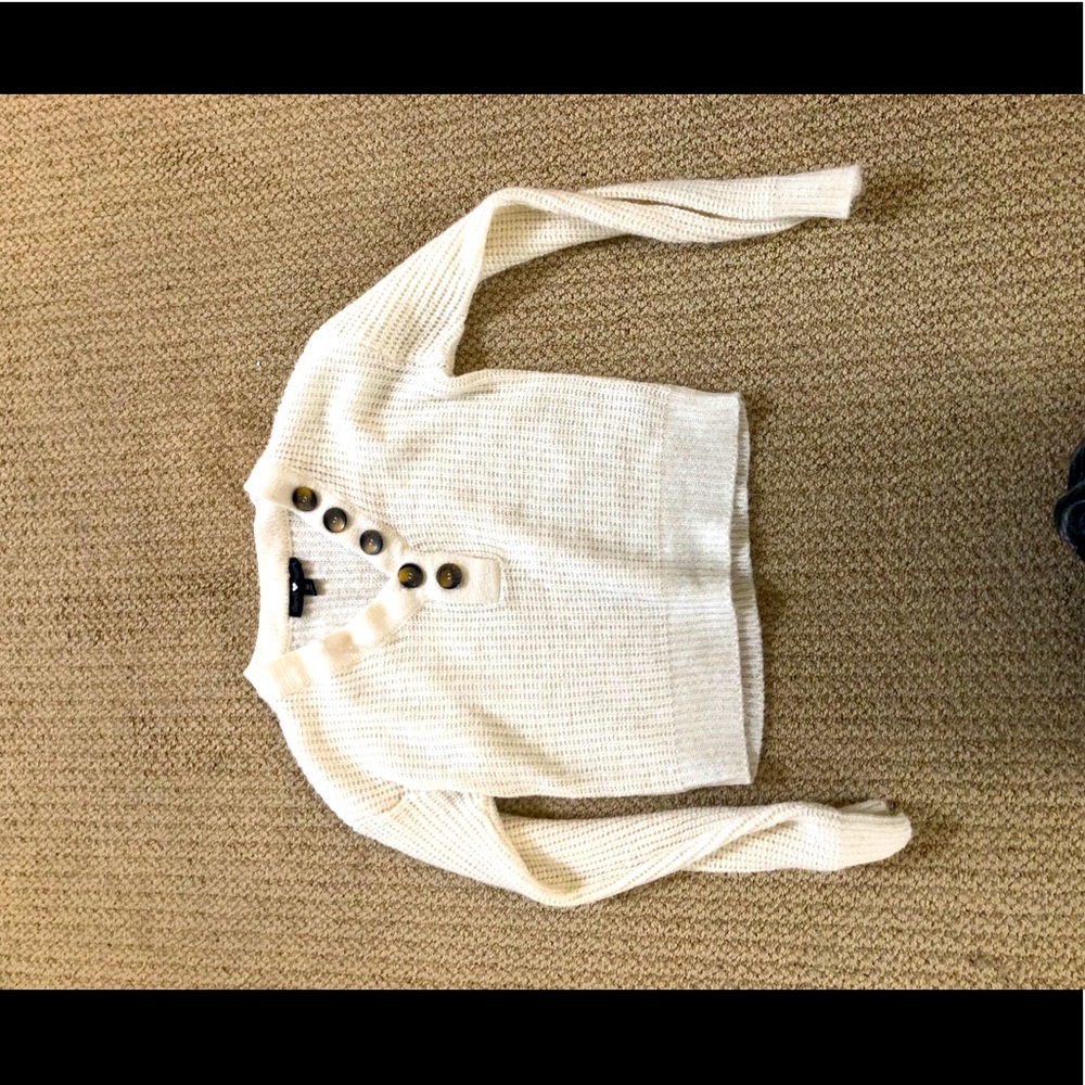 White sweater with button up
